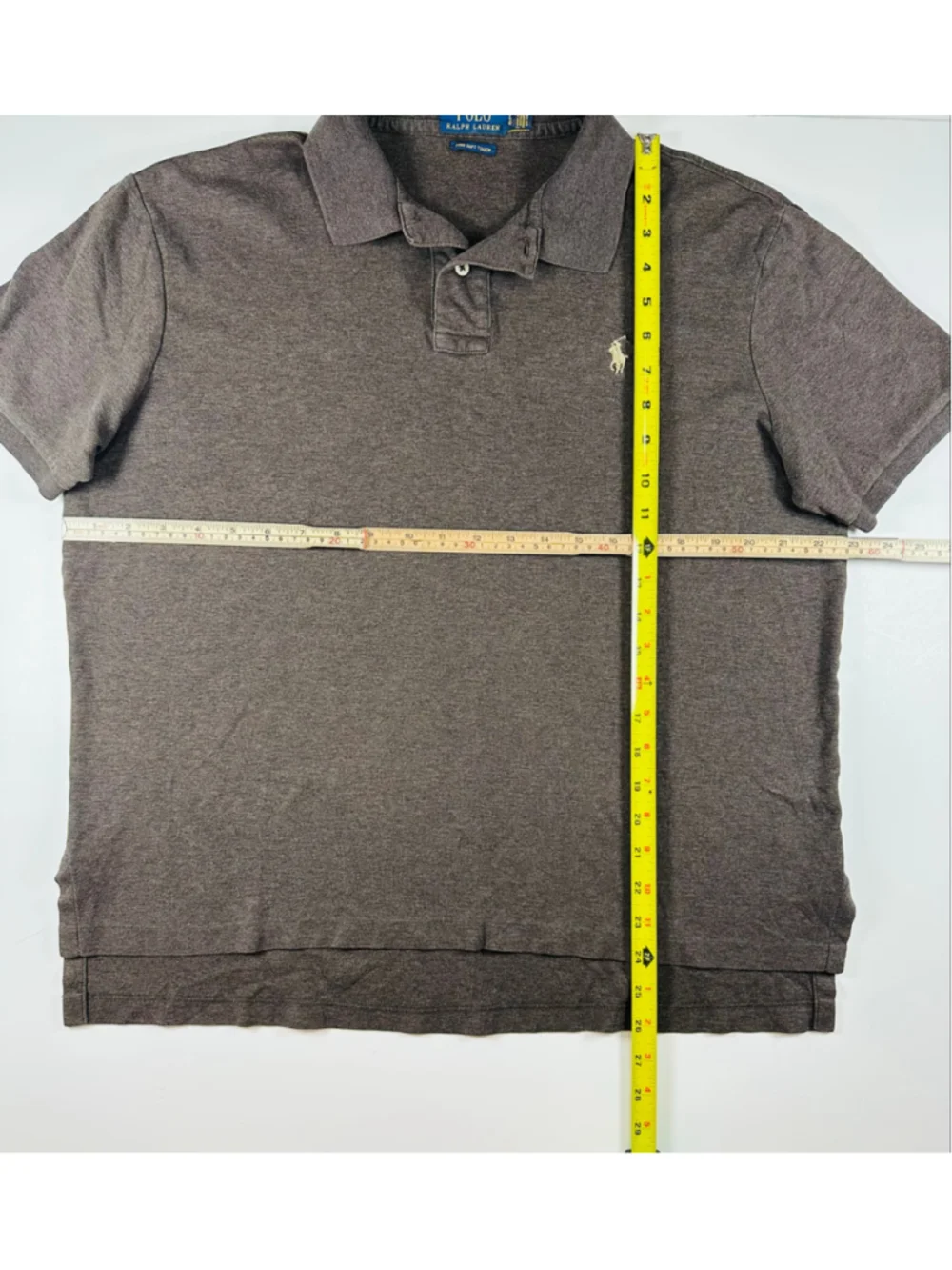 Polo Ralph Lauren Pima Soft Touch Polo Shirt Brown Heather Cream Pony Mens L